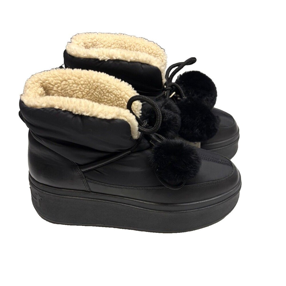 Ash Mini Fur Slip On Pom Pom Winter Boots Black Size 6 New no Box